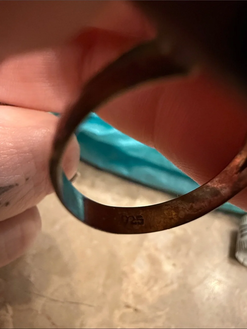 Vintage nut stone carved native American profile ring .925 size large 9